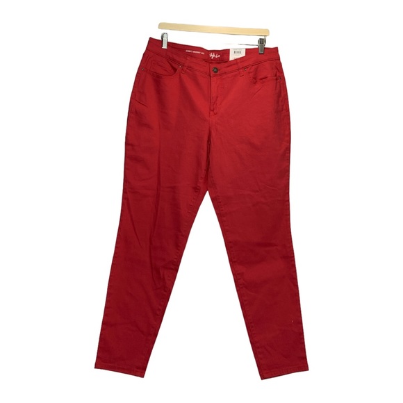 Style & Co Women's Curvy Mid-Rise Skinny Leg Red Jeans Size 16 - Picture 1 of 13